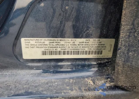 2006 Volkswagen Jetta Tdi из США, поврежденный, VIN 3VWRT71K86M847004